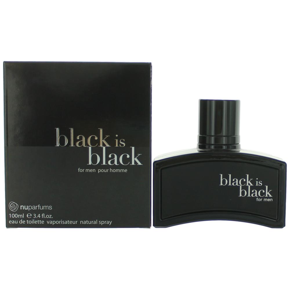 nuparfums Black is Black Eau de Toilette Spray for Men 3.4 Fl Oz
