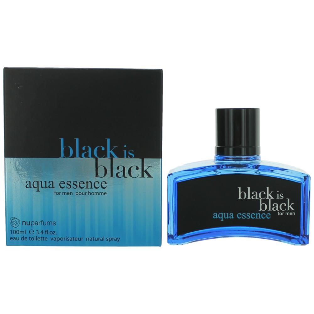 nuparfums Black is Black Aqua Essence Eau de Toilette Spray for Men 3.4 Fl Oz