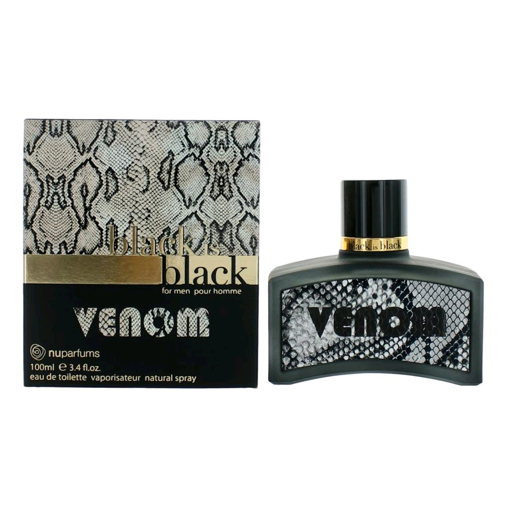 nuparfums Black is Black Venom Eau de Toilette Spray for Men 3.4 Fl Oz