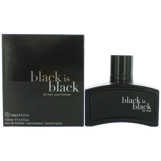 nuparfums Black is Black Eau de Toilette Spray for Men 3.4 Fl Oz