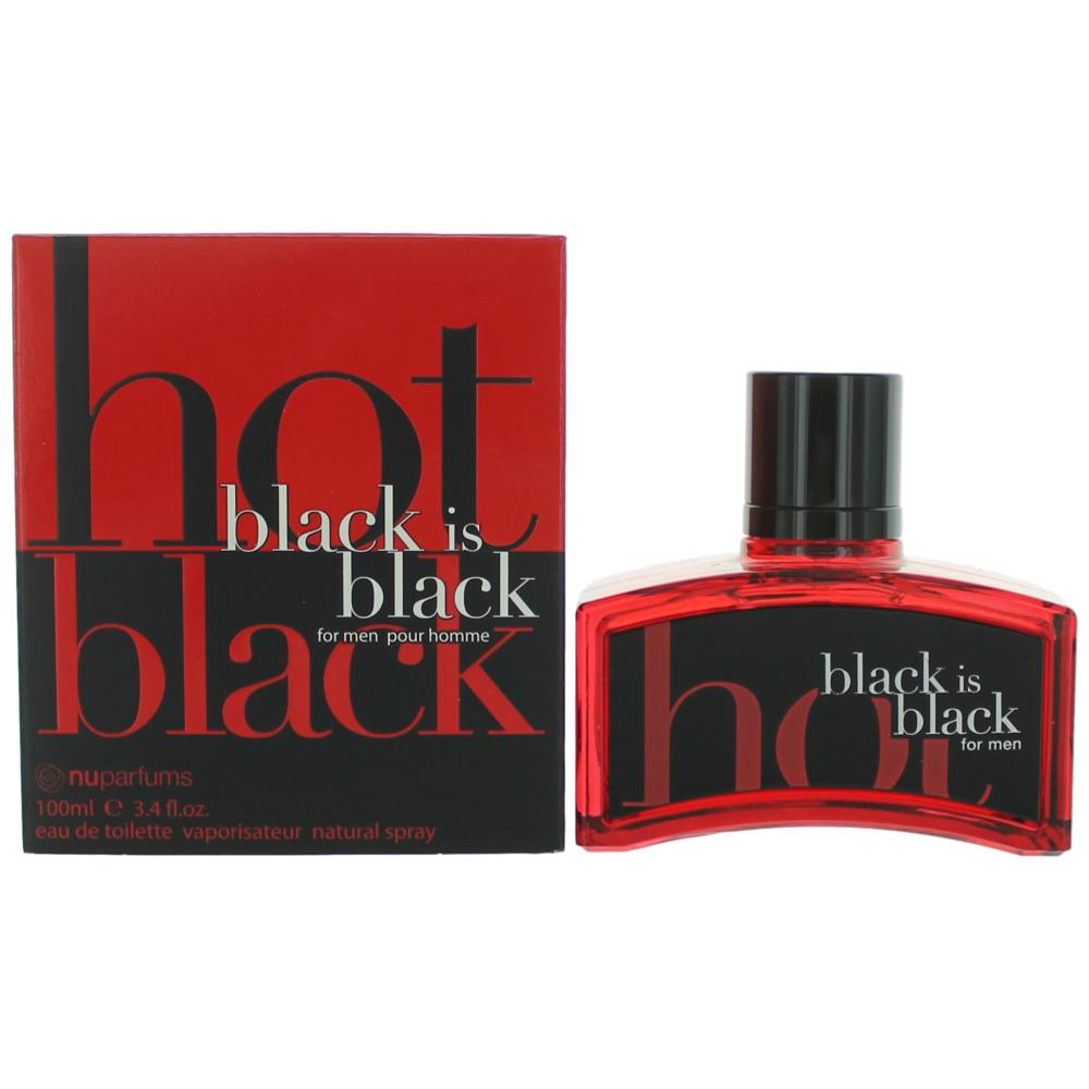 nuparfums Black Is Black Hot Eau de Toilette Spray for Men 3.4 Fl Oz