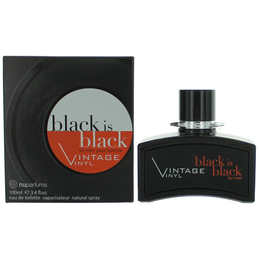 nuparfums Black is Black Vintage Vinyl Eau de Toilette Spray for Men 3.4 Fl Oz