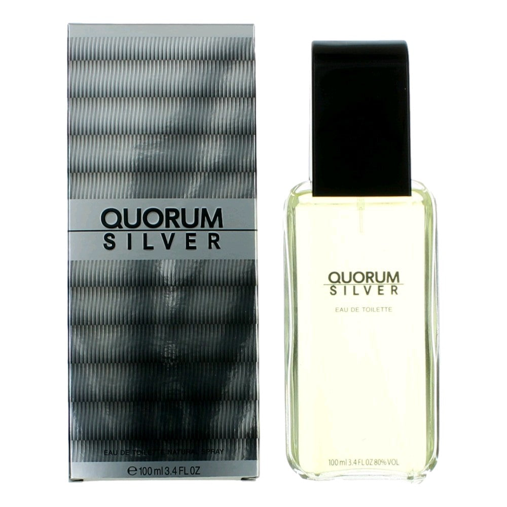 Puig Quorum Silver Eau de Toilette Spray for Men 3.4 Fl Oz