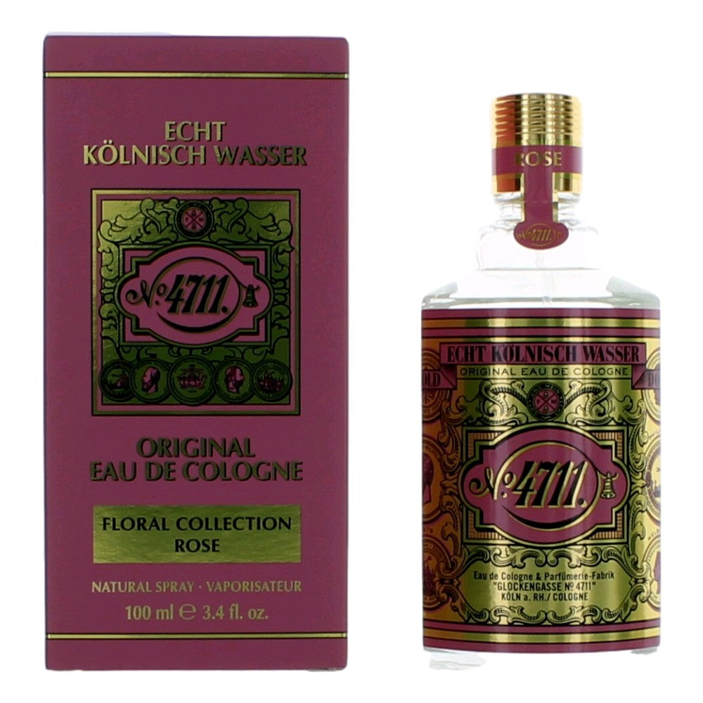 4711 Floral Collection Rose Eau de Cologne Spray for Unisex 3.4 Fl Oz